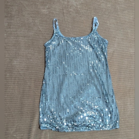 Daytrip Tops - Sequin Embellished Silver Camisole/Tank Top